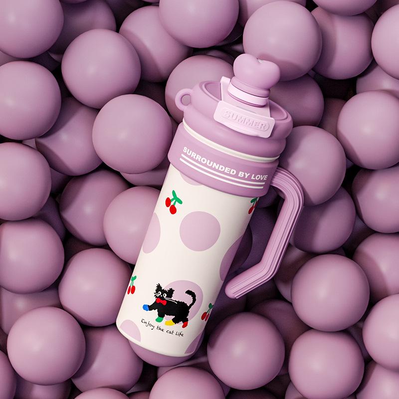 Stainless steel thermos cup for boys and girls, high value ice cup, large capacity water cup, giant Mac ton ton straw water cup