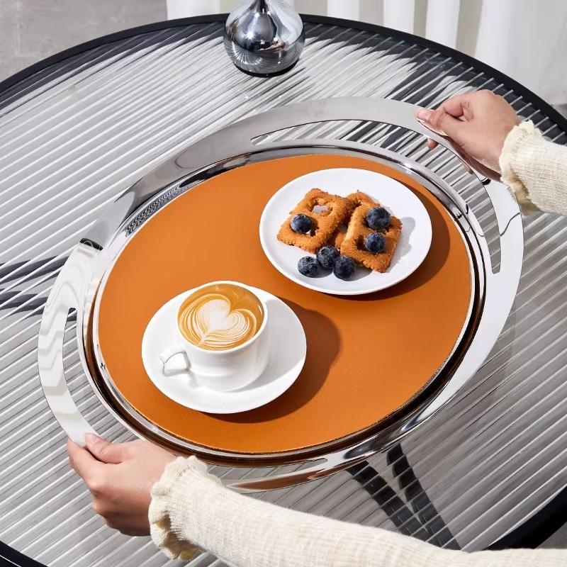 Luxury Stainless Steel Tray Circular Arc Fruit Plate Dessert Storage Trays Modern Home Decorative Trays Kitchen Organization
