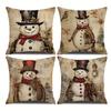 1pcs Vintage Christmas Pillow Cover Cartoon Snowman Printed Cushion Case Decorative Throw Pillow Cover for Home Sofa Decoration