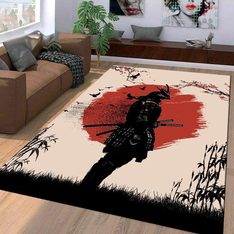 Samurai Spirits Large Carpet for Living Room Creative Retro Oriental Doormat Carpet Bedroom Home Decor Non-slip Floor Play Mat