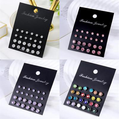 European and American Fashion Minimalist 12 Pair Zircon Earnail Set
