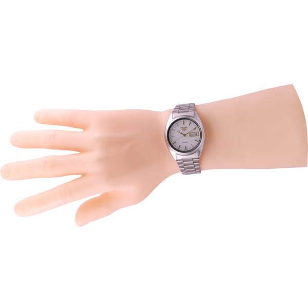 Seiko Men's SNXG47K (Seiko5 SS Bracelet White) Round Watch Silver Analog