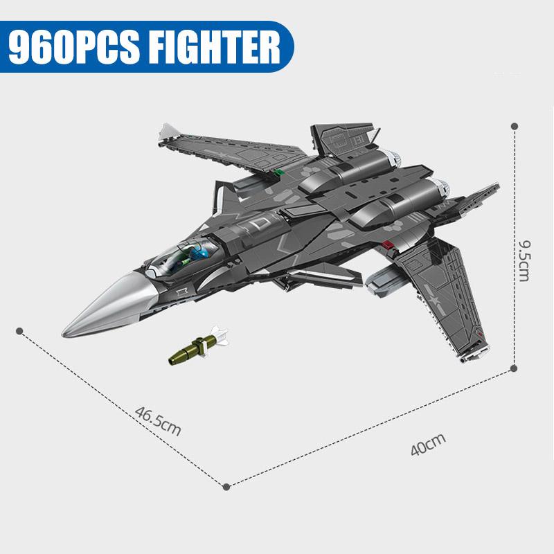 Military Series Jump Jets J-35 Shipboard Aircraft Building Blocks MOC City War Fighter Model Bricks Toys For Children Boy Gifts