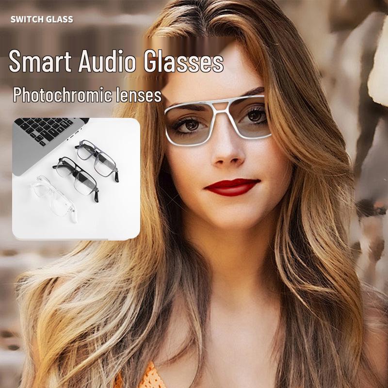 Smart Bluetooth Sunglasses: Double Bridge, Photochromic, Anti-Blue Light, UV Protection, Music and Call Enabled