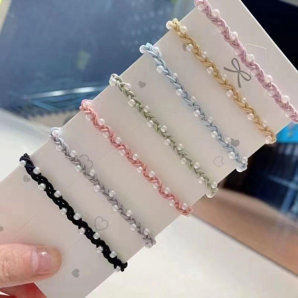 Holder Korean Style Hair Loop Women Pearl Hair Rope Hair Styling Accessory Woven Rubber Band
