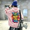 Kids Pullover Hoodie THEY NOT LIKE US Colorful Graffiti Letter Print On Back Warm Hooded Sweatshirt Boys Girls Autumn Winter