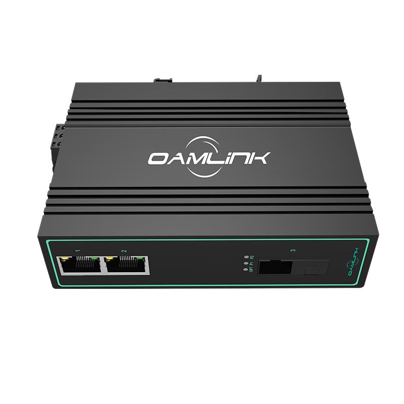 OAMLink Industrial 1-Fiber 2-Ethernet Port Media Converter