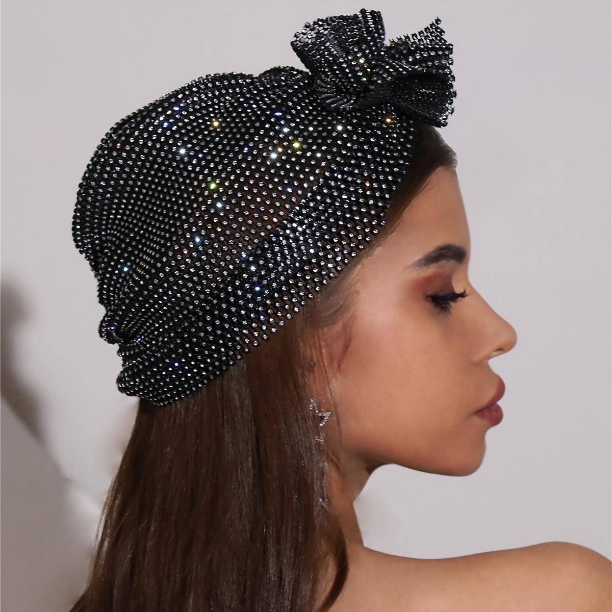 

1 шт., стильный головной платок со стразами, повязка на голову с блестящими кристаллами, индивидуальный головной убор, тюрбаны для волос, аксессуары для волос для женщин