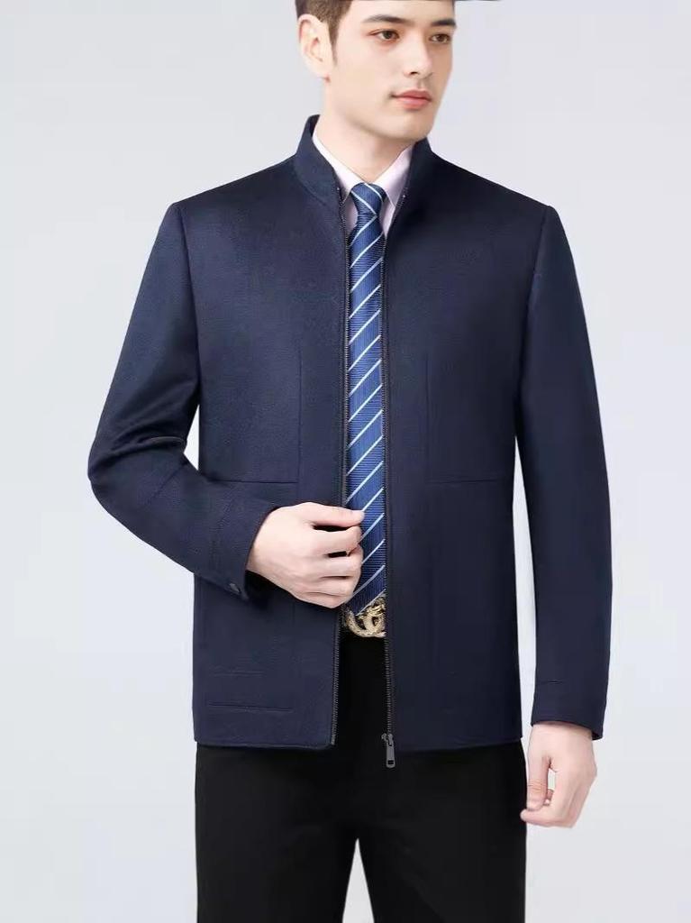 Men's Wool Coat - 2026 Stand Collar, Casual Business Style, Thick, for Middle-aged & Dad's Wear