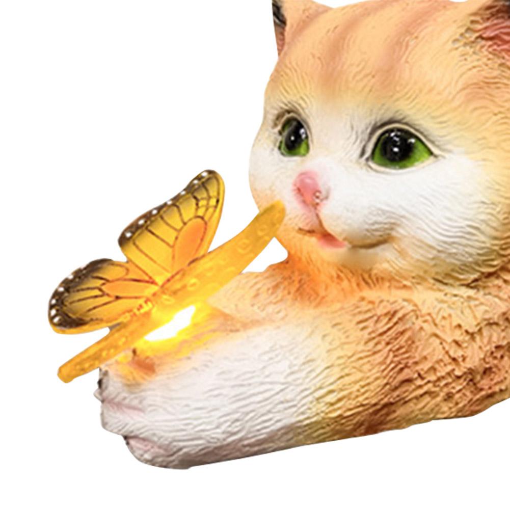Cat Solar Garden Statue Solar Garden Statue Cat Housewarming Gift Outdoor Decoration with Cat Holding Butterfly for Mom Grandma