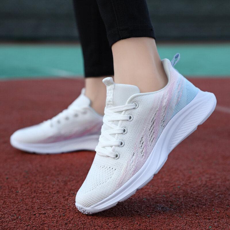 Women Breathable Mesh Sneakers Fashion Colorful Casual Sports Shoes Ladies Light Knitted Running Shoes Elastic Non Slip Sole