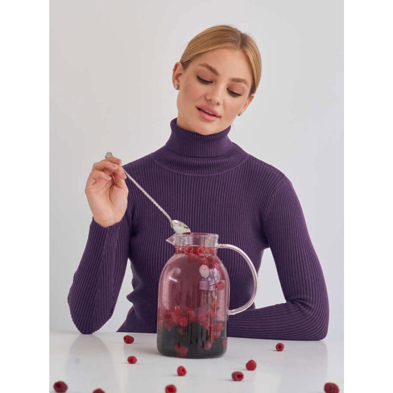 

Autumn Knitted Sweaters Solid Color High Collar Hooded Women s Sweaters One size темно-фиолетового