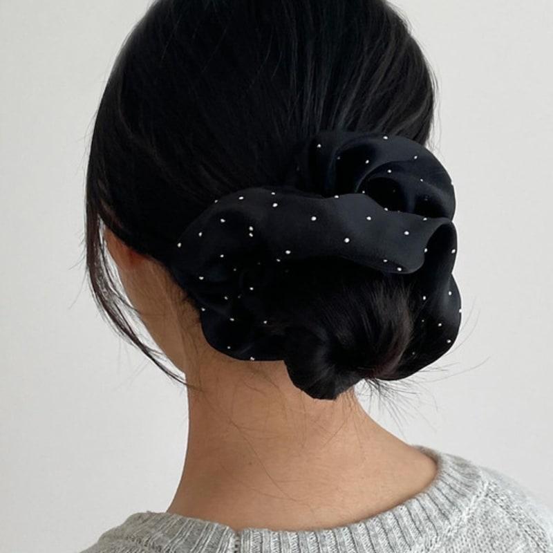 oar Silver Dot Satin Wide Scruchie [Choose 1 of 3 colors]