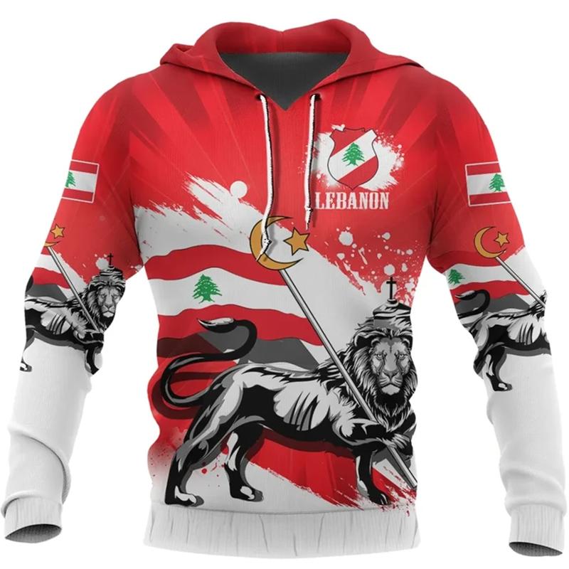 The Republic Of Lebanon Map Flag Graphic Sweatshirts National Emblem Cedrus Deodara Hoodies For Men Clothes Casual Women Hoody
