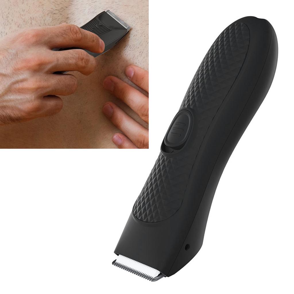 Electric Groin Hair Trimmer Waterproof Safety USB Charging Body Hair Groomer Adult Black