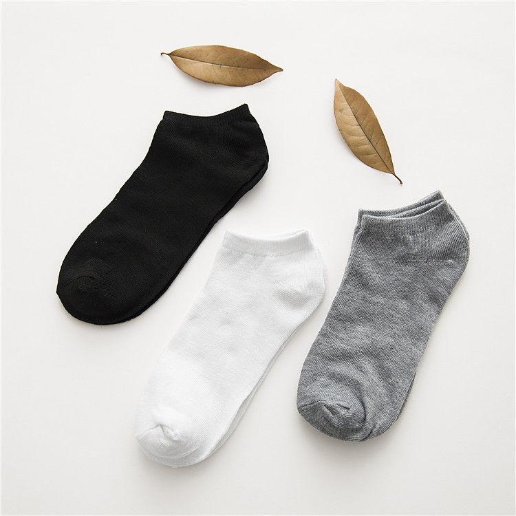 Men's & Women's Low-Cut Black, White, Grey Cotton Socks - Comfortable, Non-Slip, Odor-Resistant, Solid Color for Spring & Summer