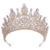 Bridal Water Diamond Headpiece King Crown Set with Red Crystal Baroque Luxury Wedding Festival Crown Tiara