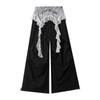 New Spring and Summer Fashion Versatile Lace Splicing Loose Casual Fake Two-piece Wide-leg Tooling Trousers Women's Tide