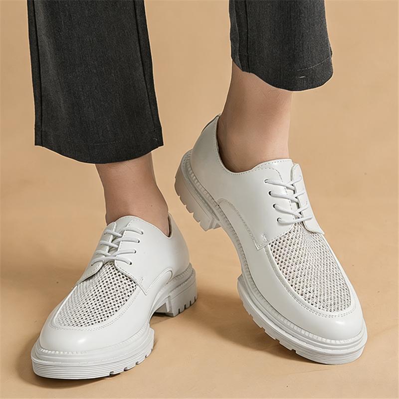 Summer Fashion Designer White Mesh Patchwork Breathable Thick-soled Elevator Shoes for Men Formal Wedding Prom Dress Footwear