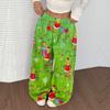 Women's Casual Christmas Print Elastic Waist Loose Fit With Plush Wide Leg Pants