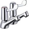 Bathroom Taps Lever - 1/2 Basin Taps Bathtub Set With Metal Knobs Pillar Polished Chrome Plated