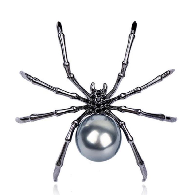 Fashion Personality Black Spider Pearl Brooch Women'S Vintage Brooch Gift Men'S And Women'S Accessories
