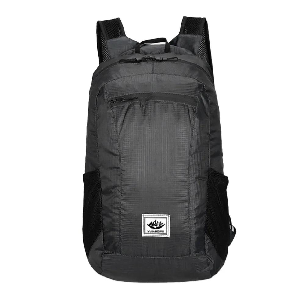 Large Capacity Foldable Backpack Folding Waterproof Mountaineering Bag Sports Knapsack Shoulders Bag Lightweight Nyl Bag Women чёрный