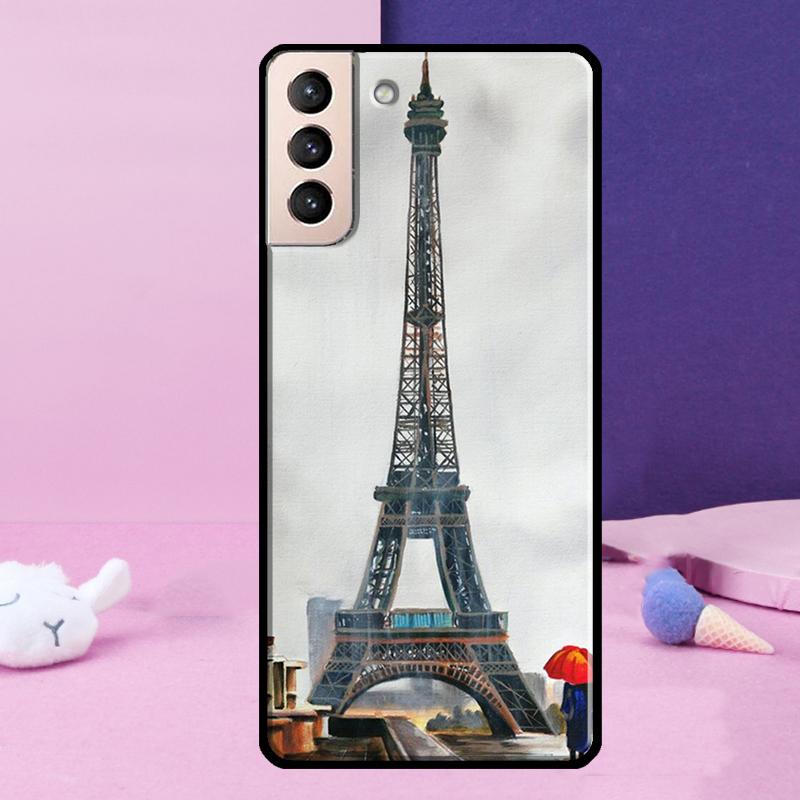 Red Umbrella Eiffel Tower Phone Case For Samsung Galaxy S25 Ultra S24 S23 Ultra S9 S10 S20 S21 S22 Plus S24 FE Cover