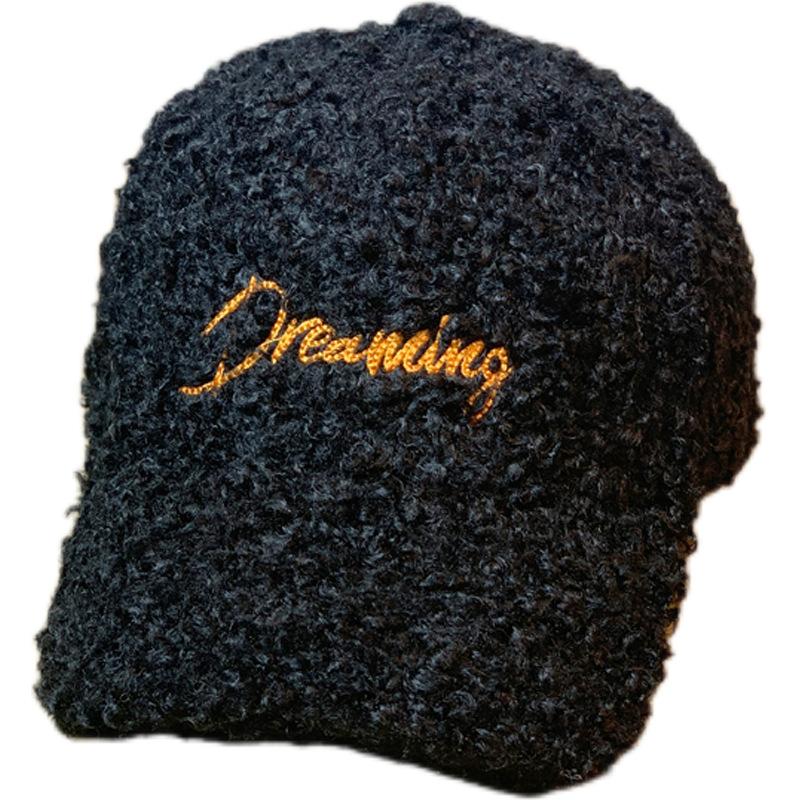 Baseballkappe für Damen Teddy Lammwolle Warm Winter Ins Vielseitig Trendige Mütze Samt Schirmmütze Zeigt Gesicht Kleiner Ins Stil