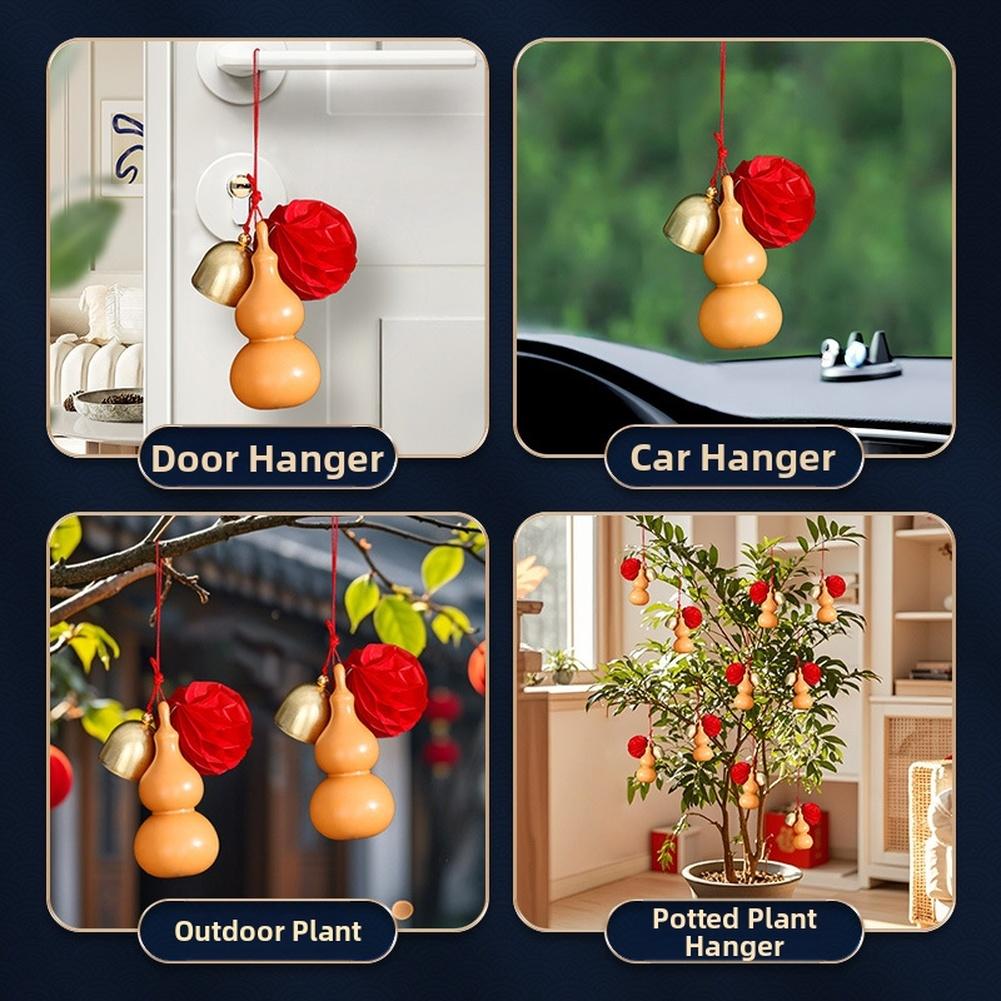 4Pcs Chinese New Year Horse Decorations Plastic Handmade Gourd Pendant For Home Motorcycle Bell Keychain Car Interior Decoration