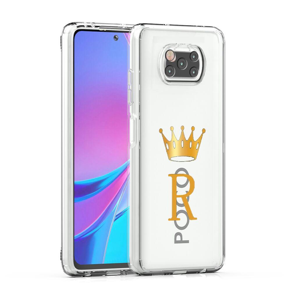 Phone Case For Xiaomi Poco X6 X5 NFC X3 F6 F5 Pro F4 F3 M3 14 13T 12T 12 13 Lite 11 Mi 5G Clear Cover Crown Letter A To b