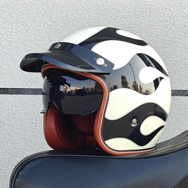 ORZ NEW adult motorcycle helmet retro cruise 3/4 motorcycle half helmet with sun visor DOT approved