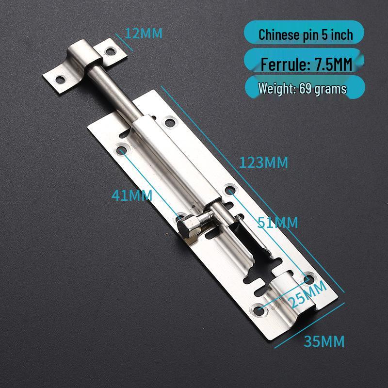Thickened Stainless Steel Anti-Theft Door & Window Latch: Square Bolt for Cabinets & Doors, Surface-Mounted, Chinese Style