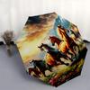 Horses, Sunset Automatic Folding umbrella Compact 8 rib Design, Unique Style, Suitable for Everyday Outdoor Use, Perfect Gift for Friends an