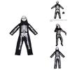 Kids' Skull Print Jumpsuit Halloween Costume Set For Role Play And Themed Party