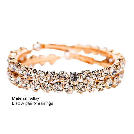 1 Pair Women Earrings Round Rhinestone Vintage Creative Hoop Earrings for Daily Wear