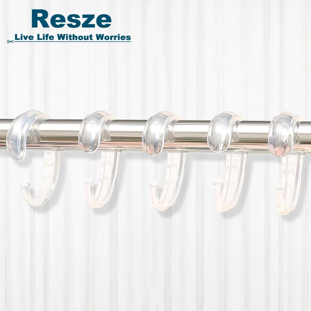 C-Shape Clear Shower Curtain Hooks for Shower Curtain, 12PCS Plastic Smooth Sliding Anti-Drop Shower Curtain Rings, Rust Resistant Decorative Shower