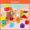 Wooden Childrens Educational Shape Sorting Blocks With Building Toys For Early Learning Development