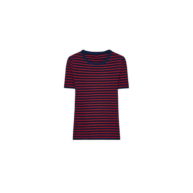 Za2025 Spring New Women's Clothing Easiest for Match Slimming Stripes Silm round Neck Short Sleeve Knitting Tops 3519020