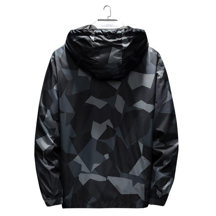 Trendige Kapuzenjacke Farbpassend Winddicht Herren Sportjacke Bedruckt Herren Outdoor-Bekleidung Lässiger Assault-Anzug