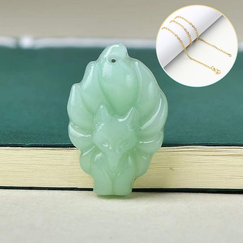 Unisex Chinese Animal Hand-Carved Fox Nine-Tailed Fox Pendant Chain Necklace Men Women Lucky Jewelry Gift 2025 New