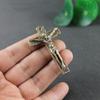 Cross Shape Jesus Statue Keychain Pure Copper Chapel Hanging Ornaments  Car Keychain