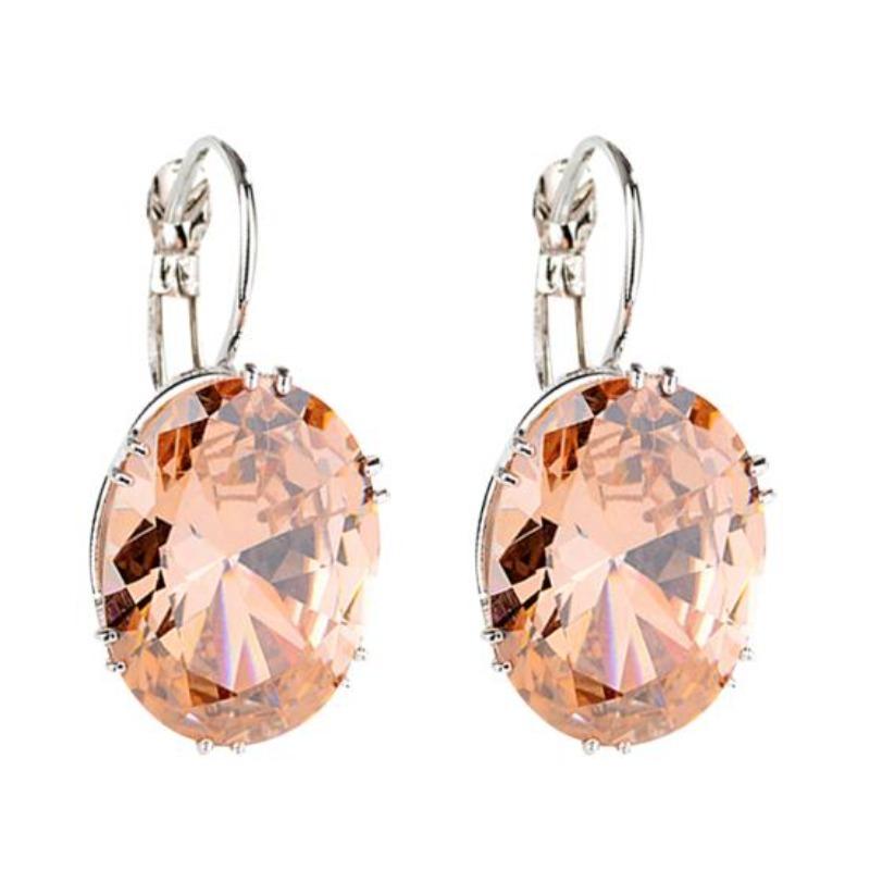 Sparkling Oval Zirconia Huggie Earrings with Cubic Design for Party Fashion