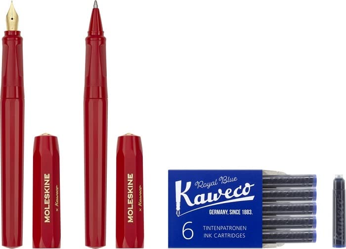 

Moleskine x Kaweco Fountain Pen x Ballpoint Pen Red KAWPENSETFRED F-Shaped Set,