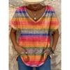 Ethnic Women's T-Shirt Vintage Graphics Fashion Short Sleeved V-Neck Regular Tops Daily Print Tee Summer Casual Tops