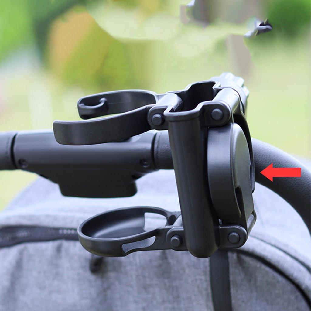 Universal Pram Cart Beverage Holder 360 Degree Adjustable Clamp Fit Most Strollers Wheelchairs Foldable Design
