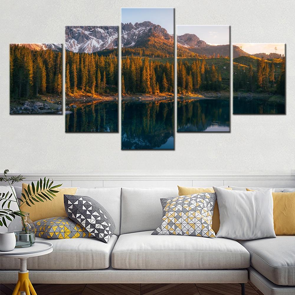 5 Piece Wall Arts Poster Painting Nature Karersee Lake Serene Wallpaper Modern Pictures For Living Room Mural Landscape Image