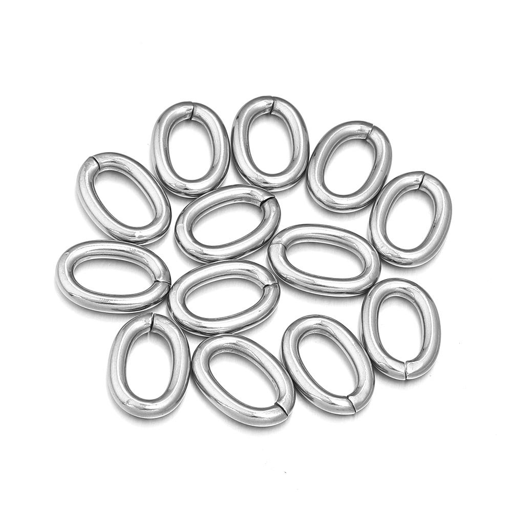 20pcs/lot Oval Stainless Steel Open Jump Rings Connectors Split Rings For DIY Bracelets Jewelry Making Materials Accessories