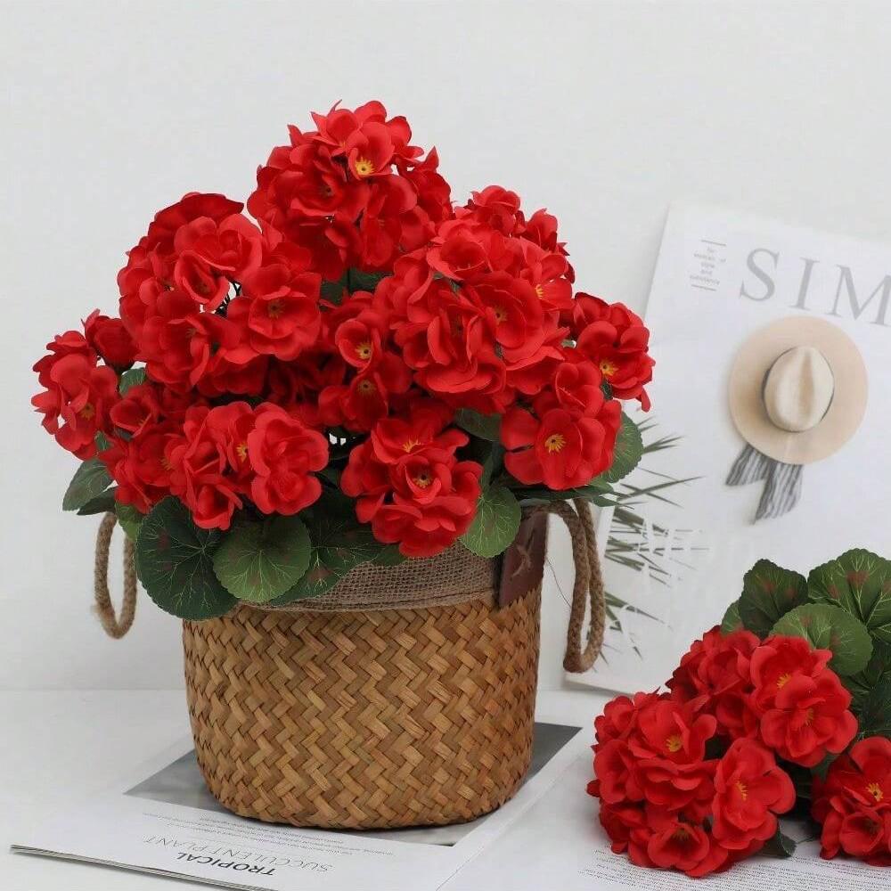 Silk Begonia Artificial Black Rose Floral Arrangement with Peach Blossom and Orchid