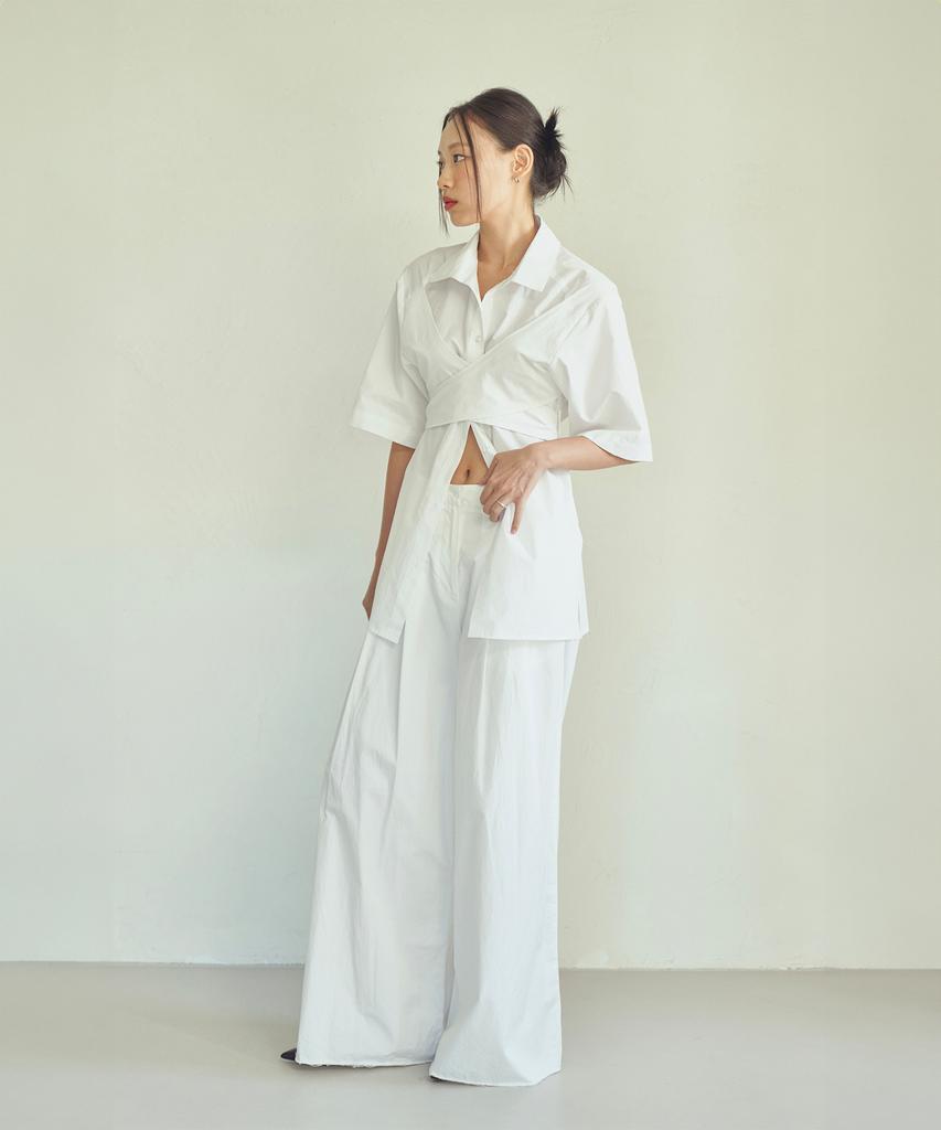 Ledi Two Pintuck Wide Pants White